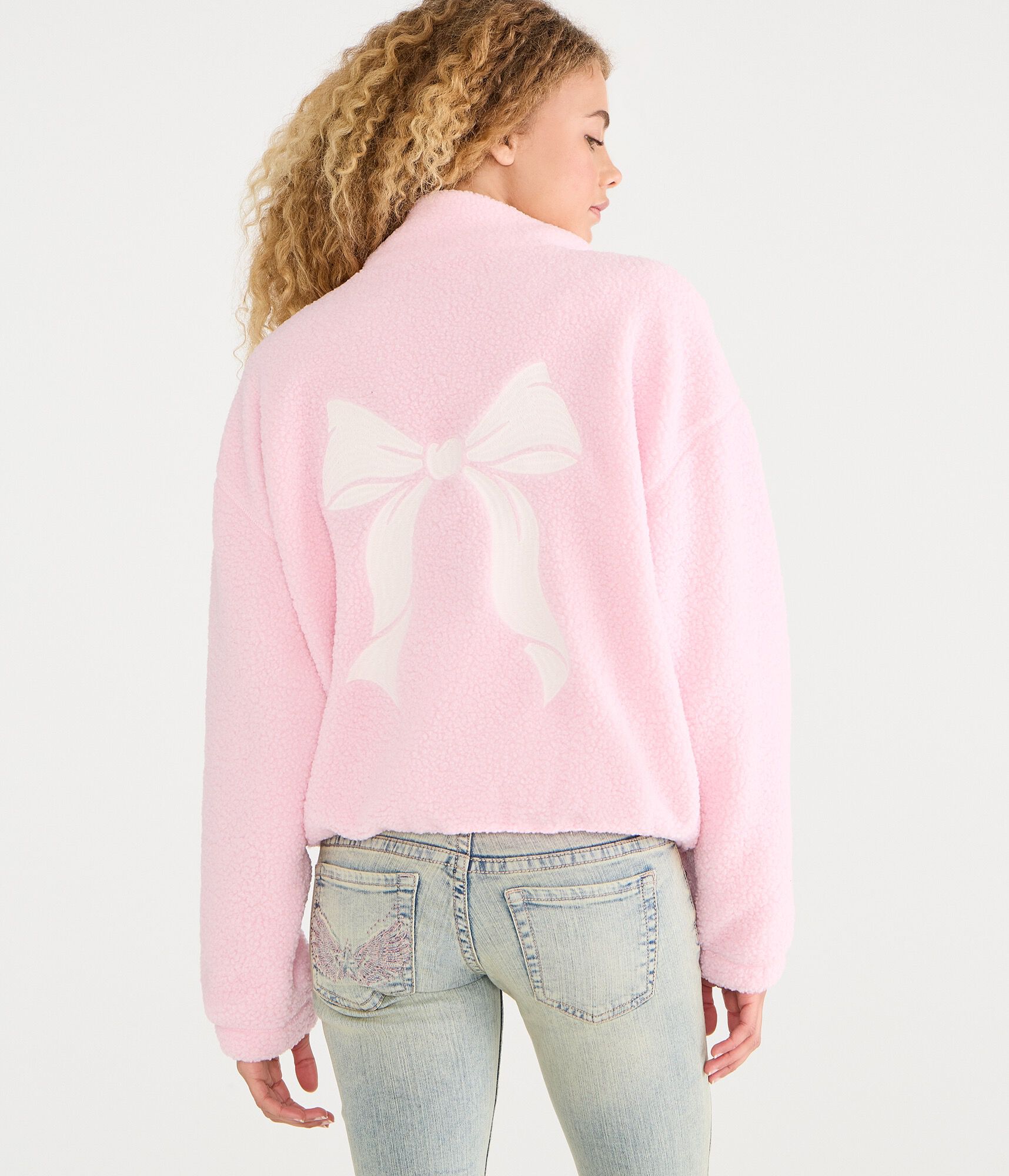 Bows Full-Zip Sherpa Fleece Jacket