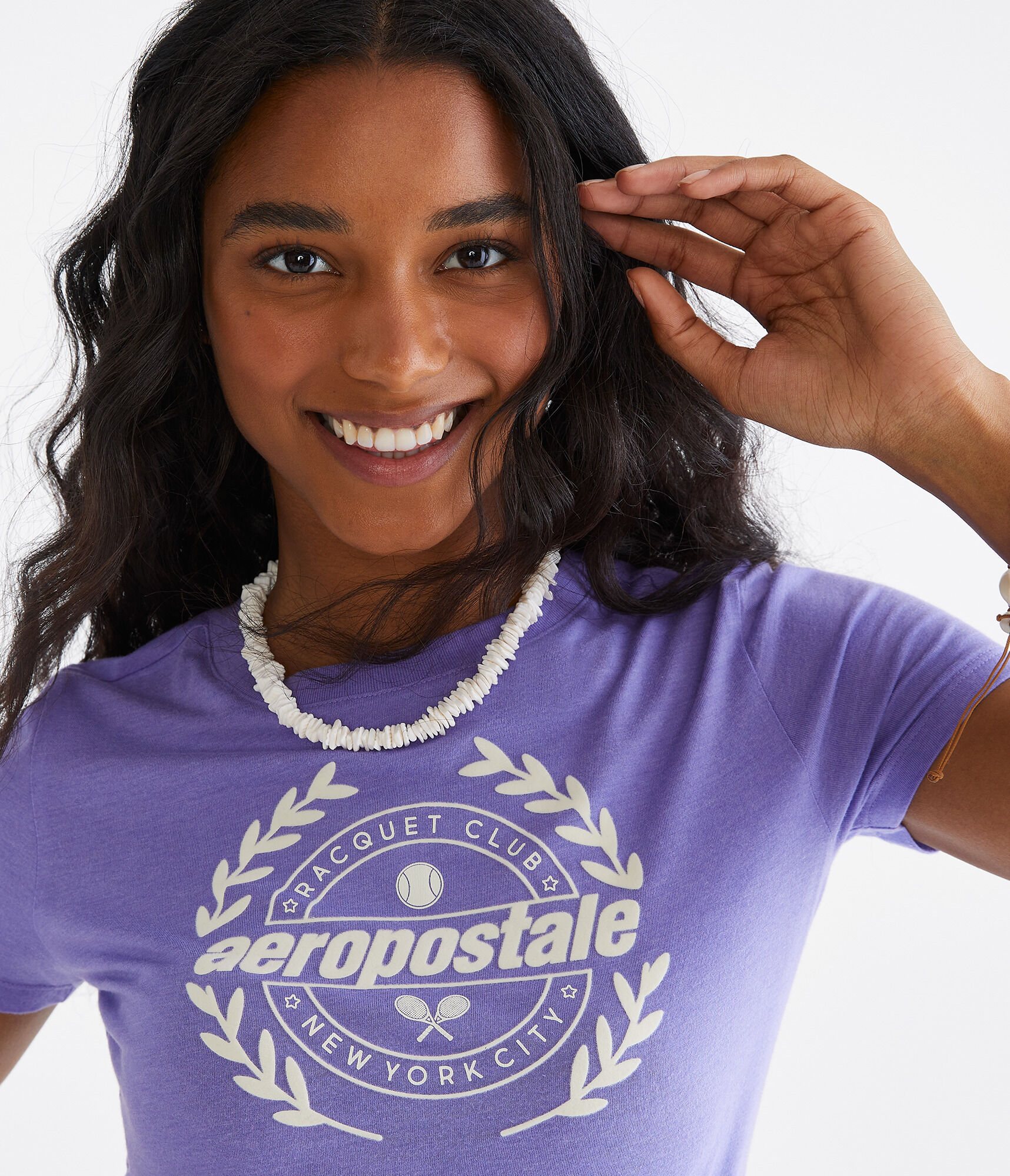 Aeropostale Racquet Club Flocked Graphic Tee