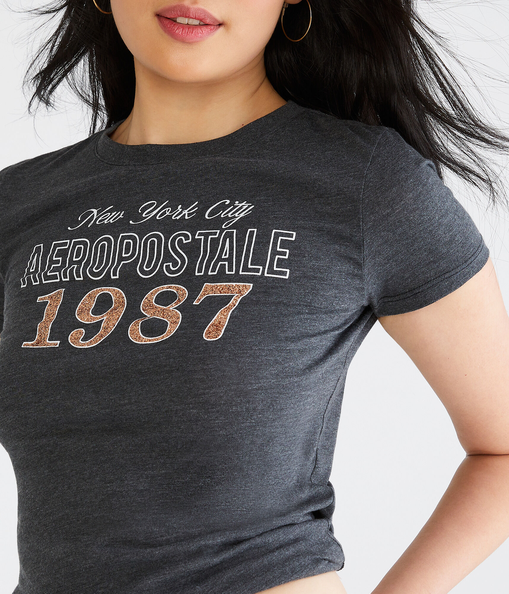Aeropostale 1987 Glitter Graphic Tee