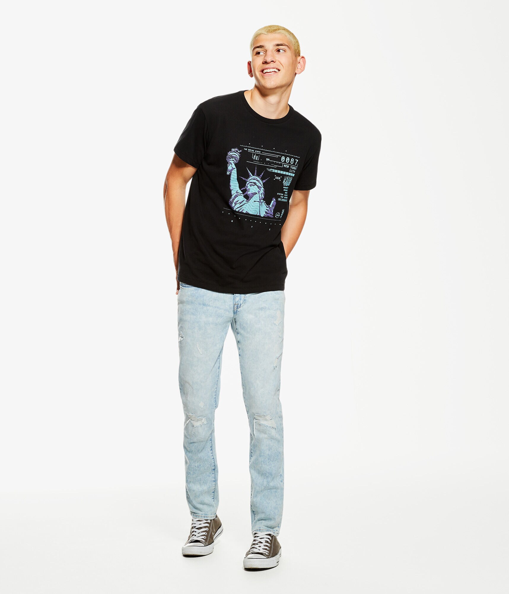 Digital Statue Of Liberty Graphic Tee