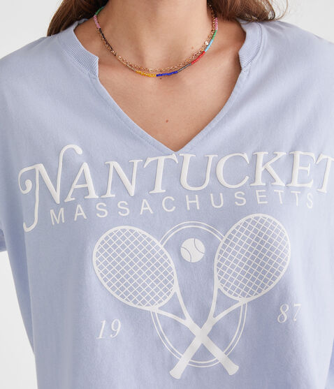 Nantucket Tennis Notch-Neck Boyfriend Graphic Tee