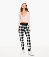Long Sleeve Tie-Front Cropped Shrunken Tee