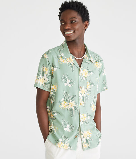 Tropical Floral Print Camp Shirt Tropical Floral Print Camp Shirt