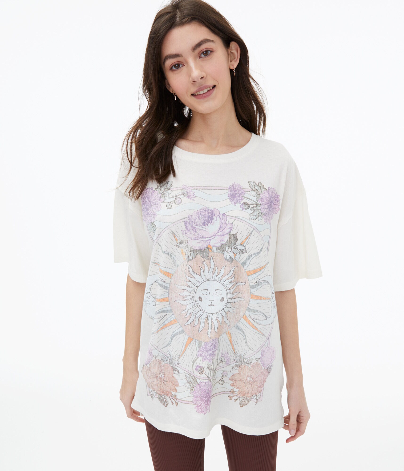 Sun &amp; Moon Floral Boyfriend Graphic Tee