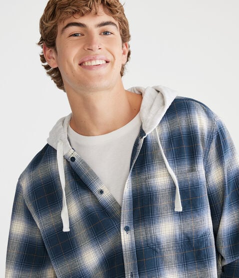 Long Sleeve Plaid Hooded Flannel Shirt Long Sleeve Plaid Hooded Flannel Shirt