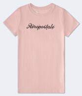 Aeropostale Script Glitter Graphic Tee