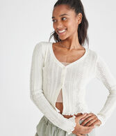 Long Sleeve Textured Cropped Cardigan