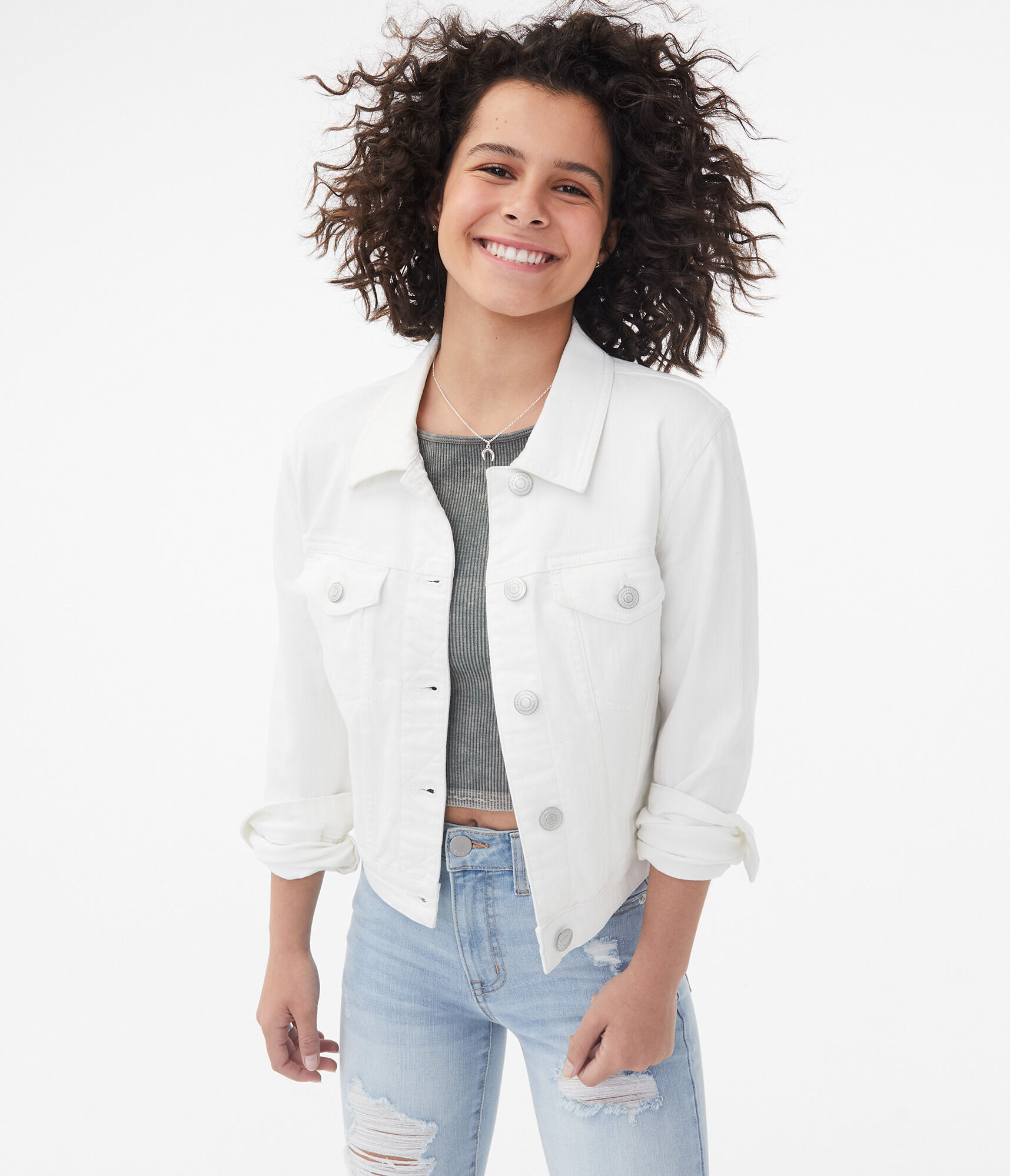 aeropostale white denim jacket
