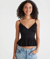 Floral V-Neck Peplum Cami