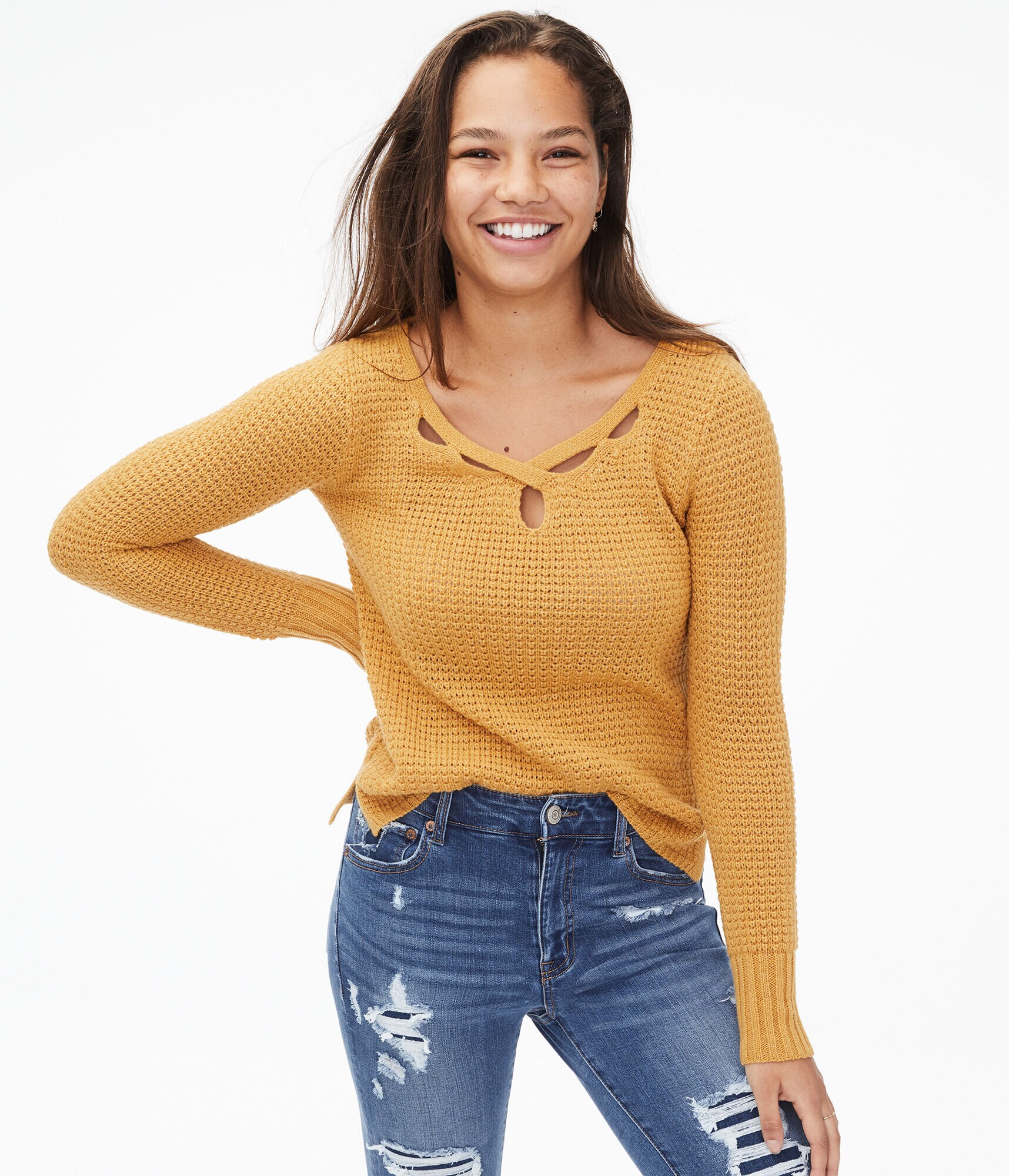 Crisscross Keyhole Sweater