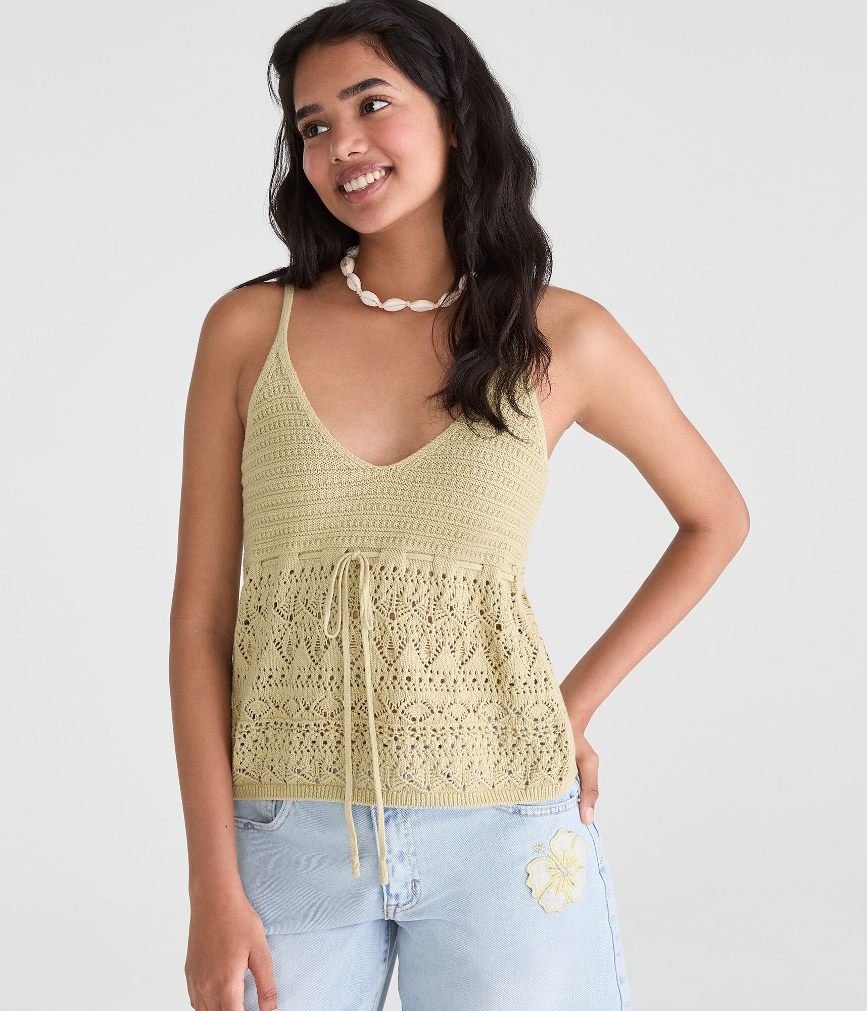 Babydoll Sweater V-Neck Tank Top