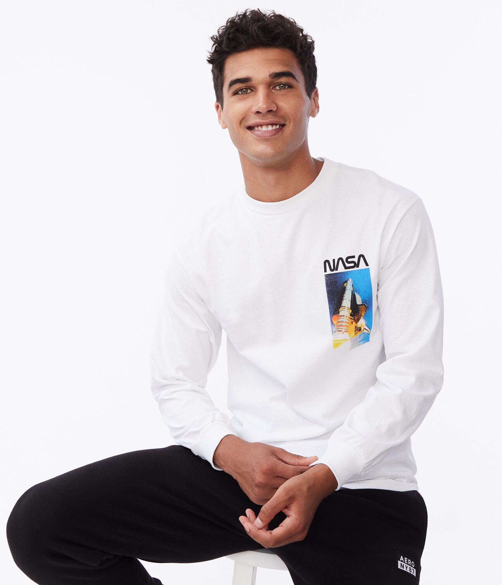 Long Sleeve NASA Rocket Graphic Tee