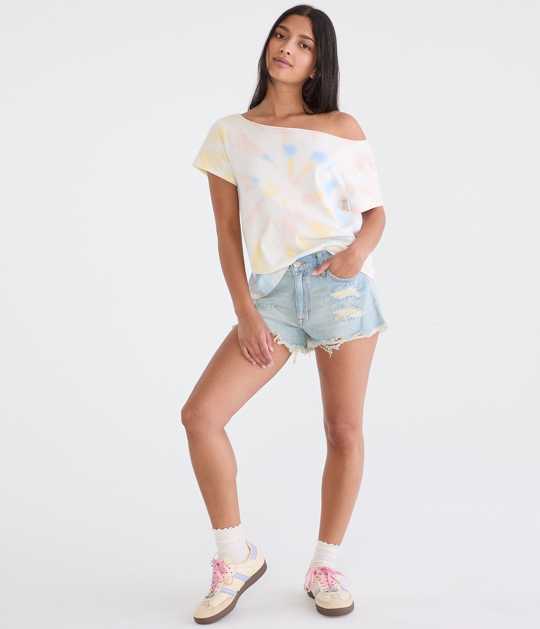 Seriously Soft Tie-Dye Off-The-Shoulder Vintage Fit Tee