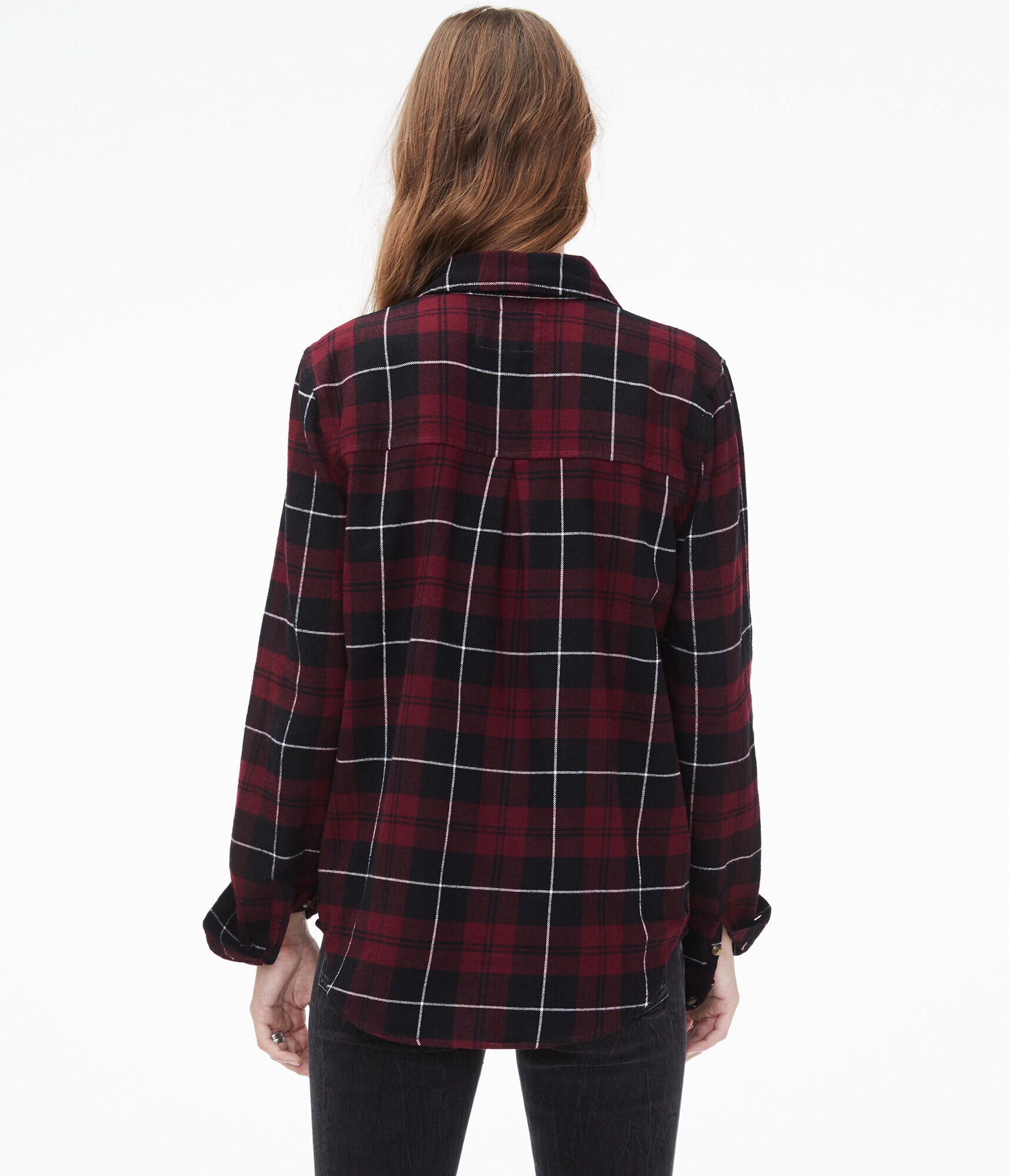 Long Sleeve Plaid Button-Down Shirt