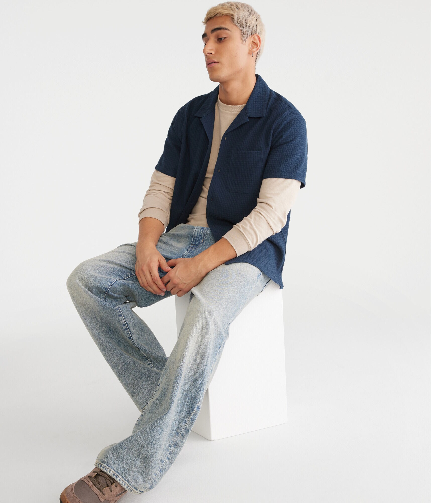 Short Sleeve Textured Shirt