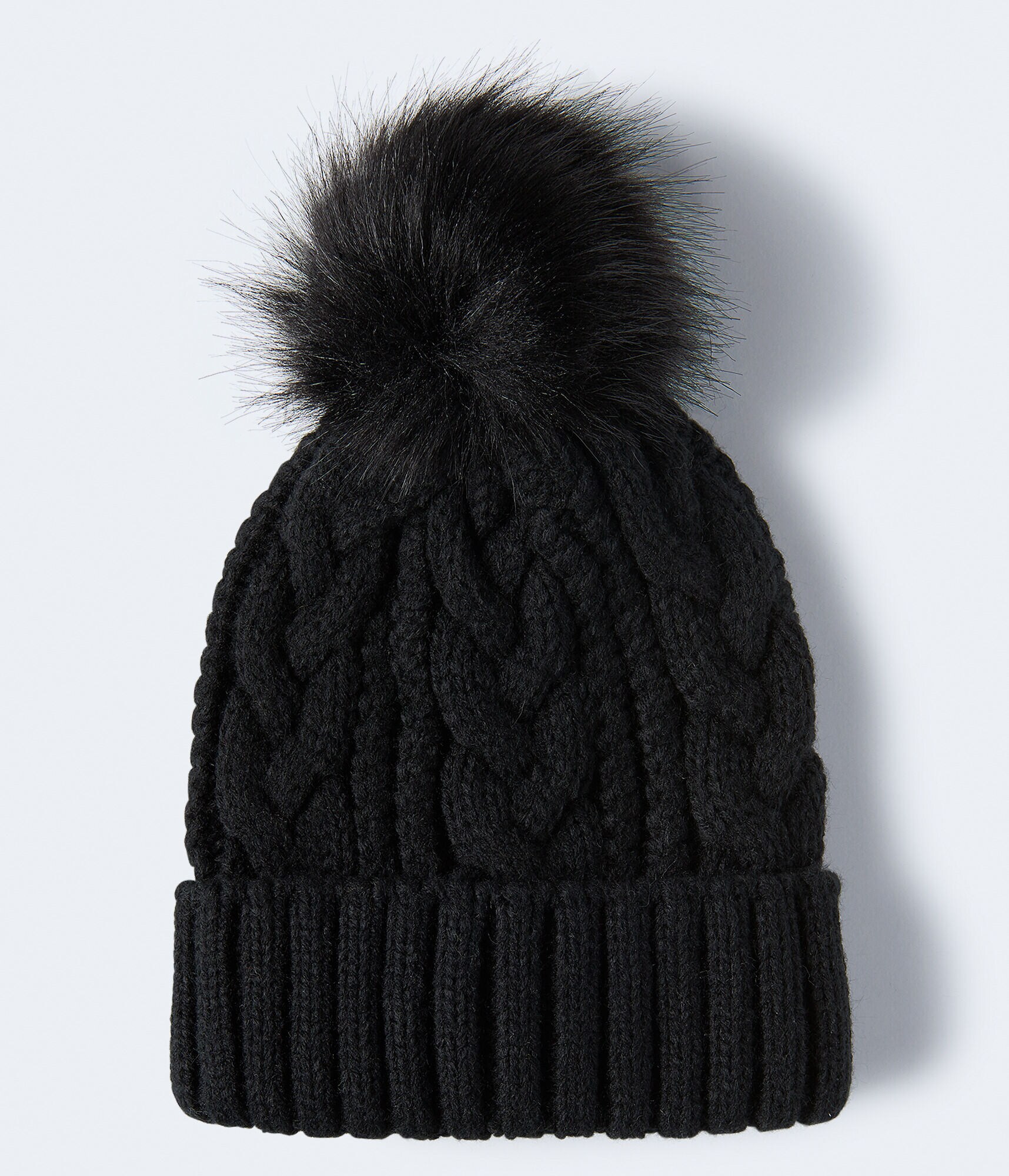 Cable-Knit Pom Beanie