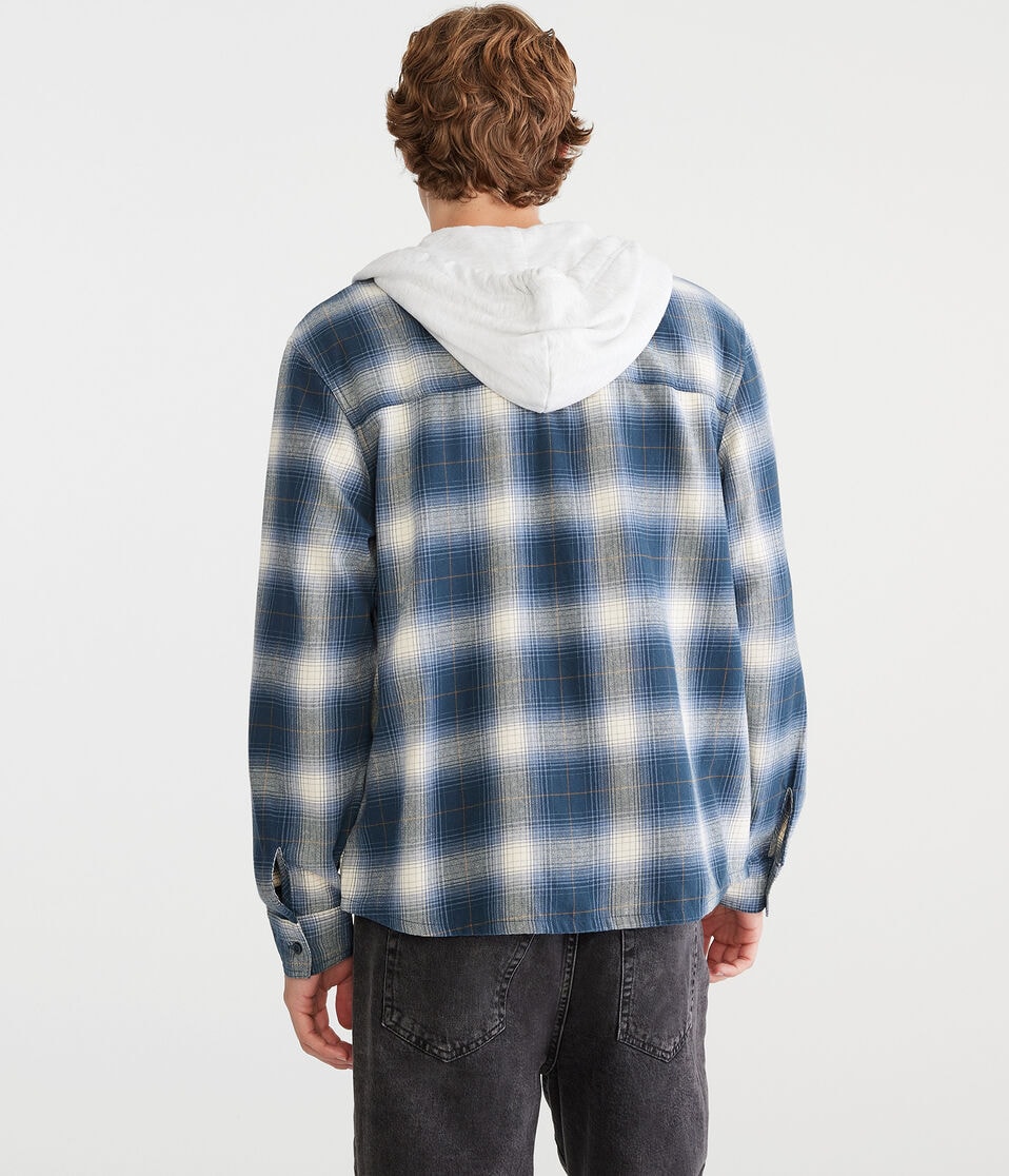 Long Sleeve Plaid Hooded Flannel Shirt