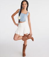 Denim Square-Neck Corset Tank