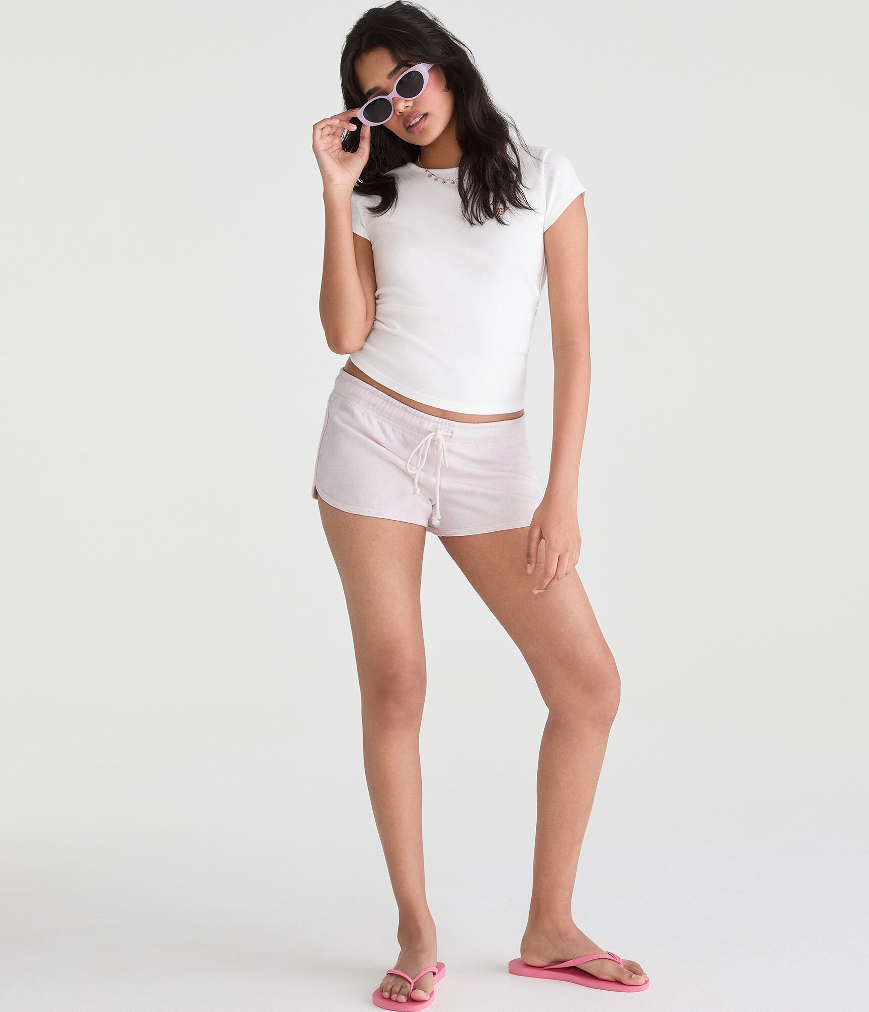 Cloud Soft Hibiscus Low-Rise Fleece Dolphin Shorts