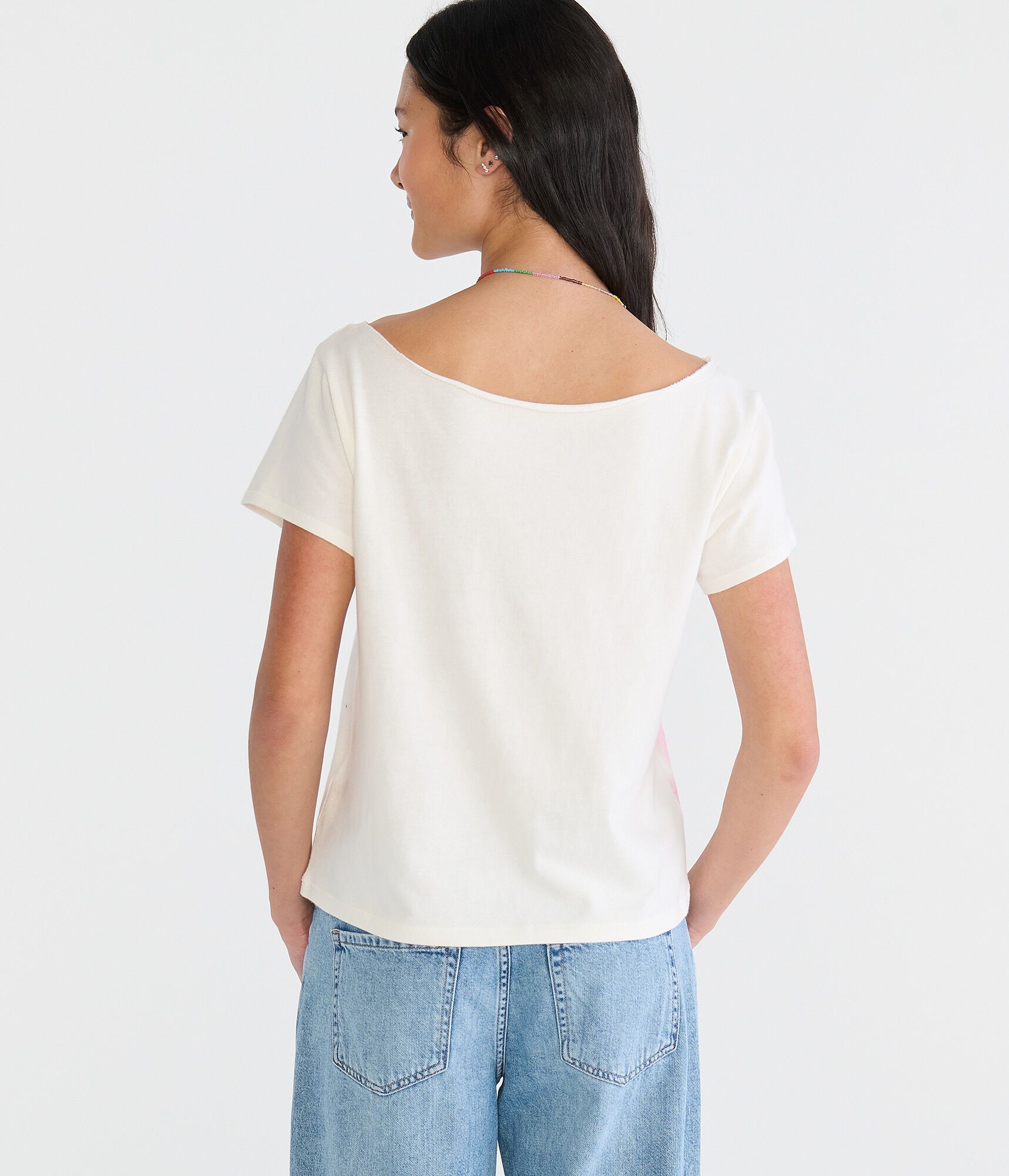 Seriously Soft Faded Flowers Off-The-Shoulder Vintage Fit Tee