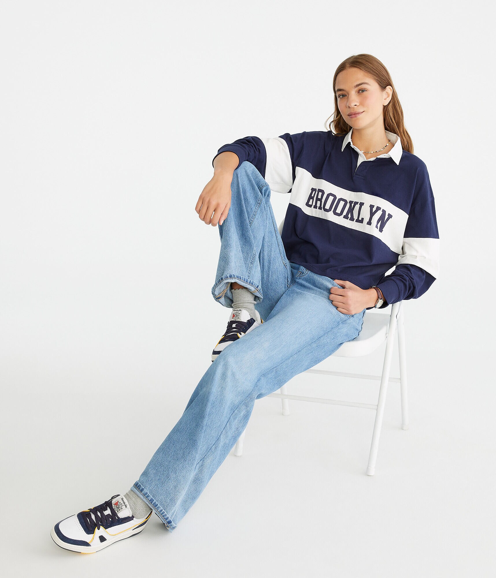 Long Sleeve Brooklyn Rugby Stripe Jersey Polo