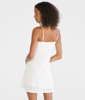 Solid Scoop-Neck Eyelet A-Line Dress