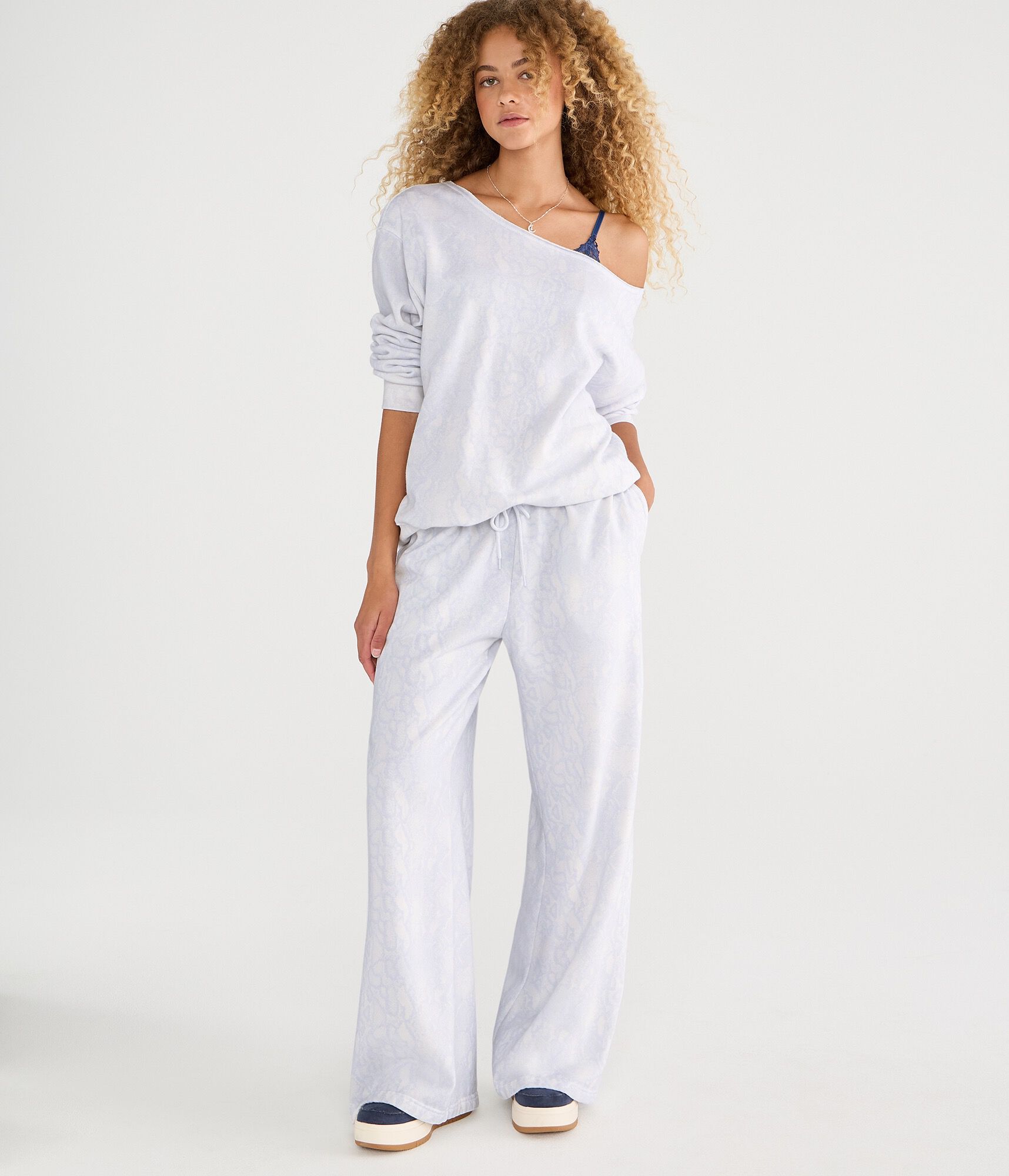 Cloud Soft Snake Print Mid-Rise Wide Leg Sweatpants