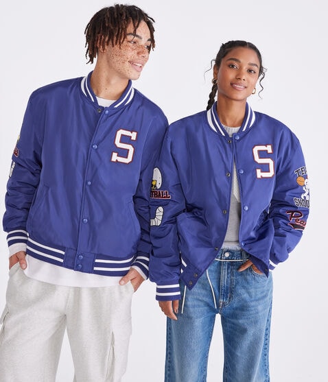 Peanuts® | Aéropostale Team Snoopy Football Bomber Jacket Peanuts® | Aéropostale Team Snoopy Football Bomber Jacket