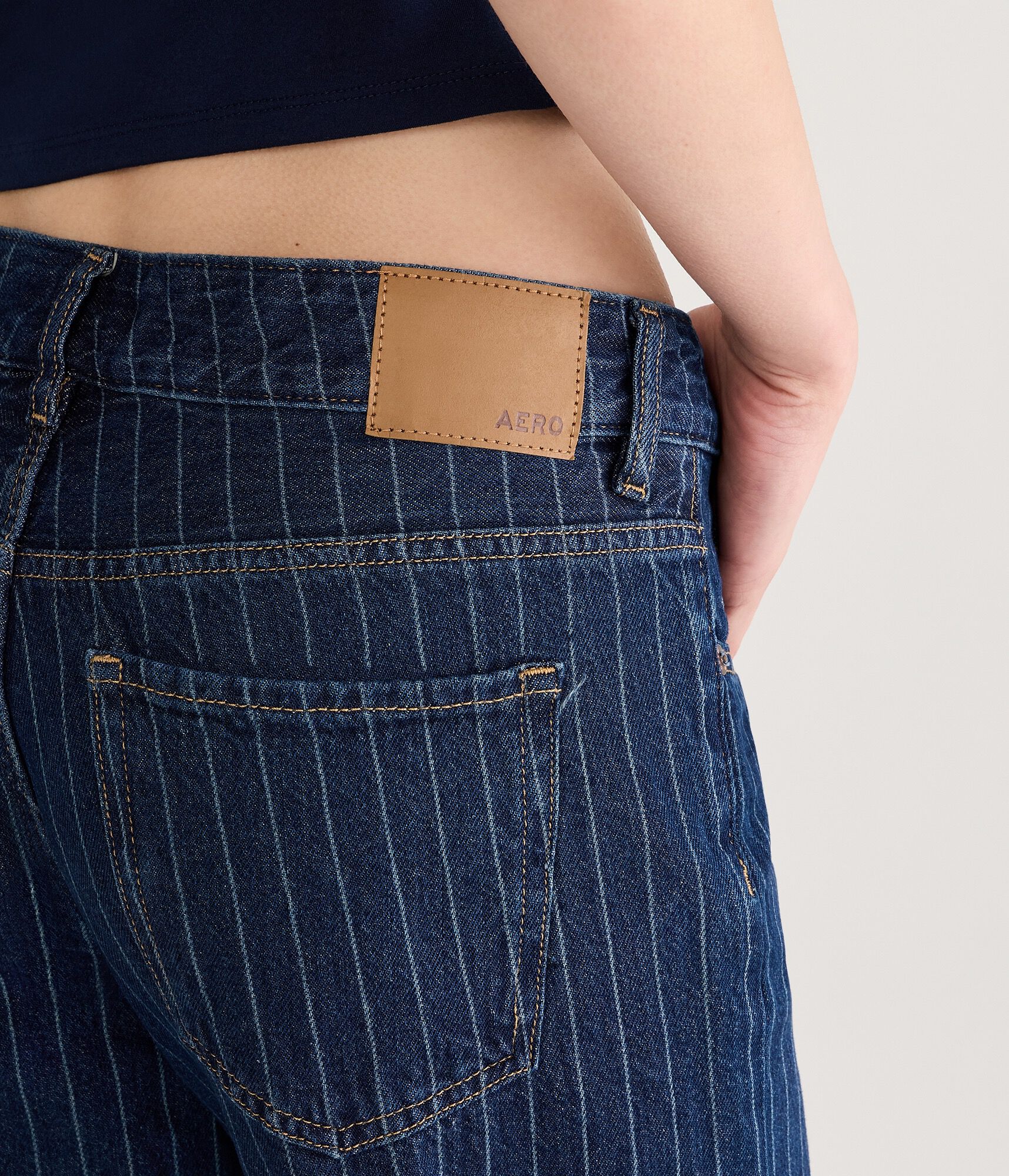 Low-Rise Baggy Wide Leg Pinstripe Jean