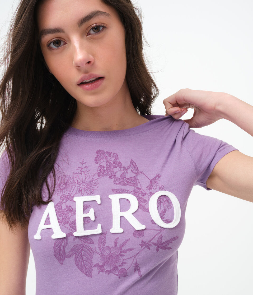 Aero Appliqué Floral Graphic Tee