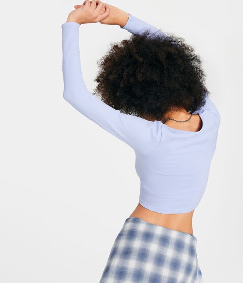 Long Sleeve Seamless Ring Keyhole Crop Top Long Sleeve Seamless Ring Keyhole Crop Top
