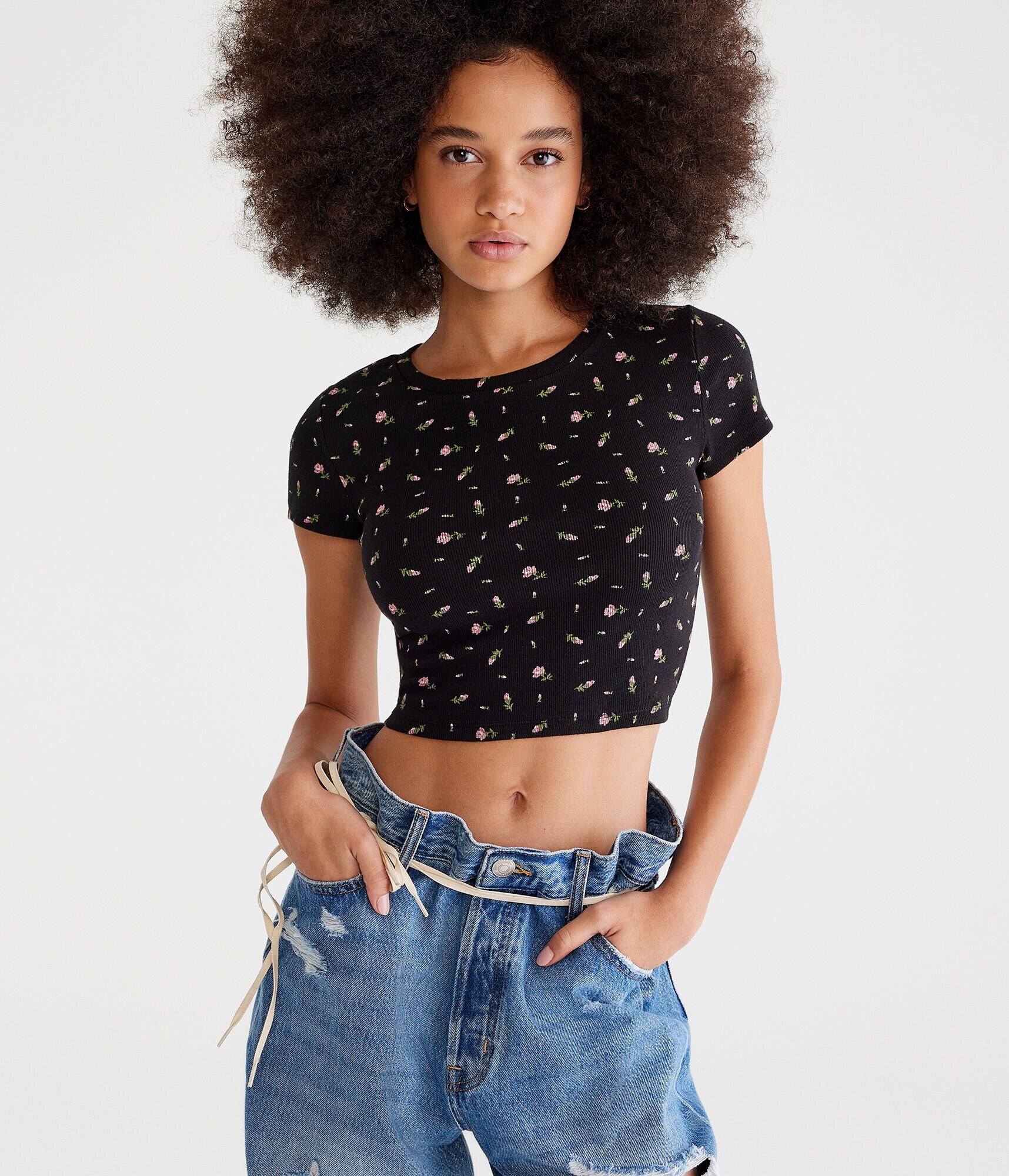 Roses Cropped Baby Tee