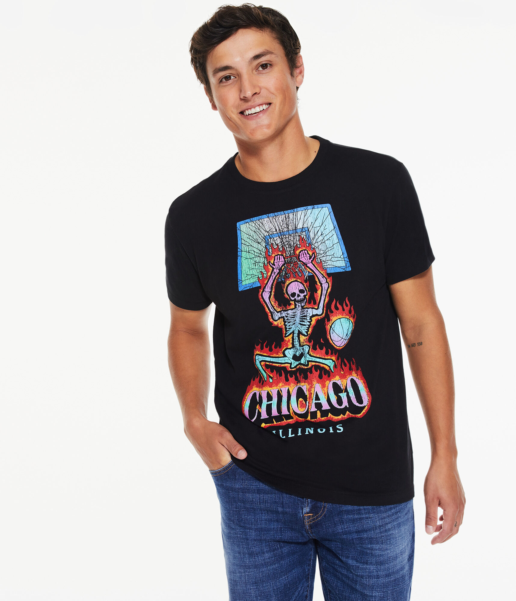 Chicago Basketball Skeleton Graphic Tee