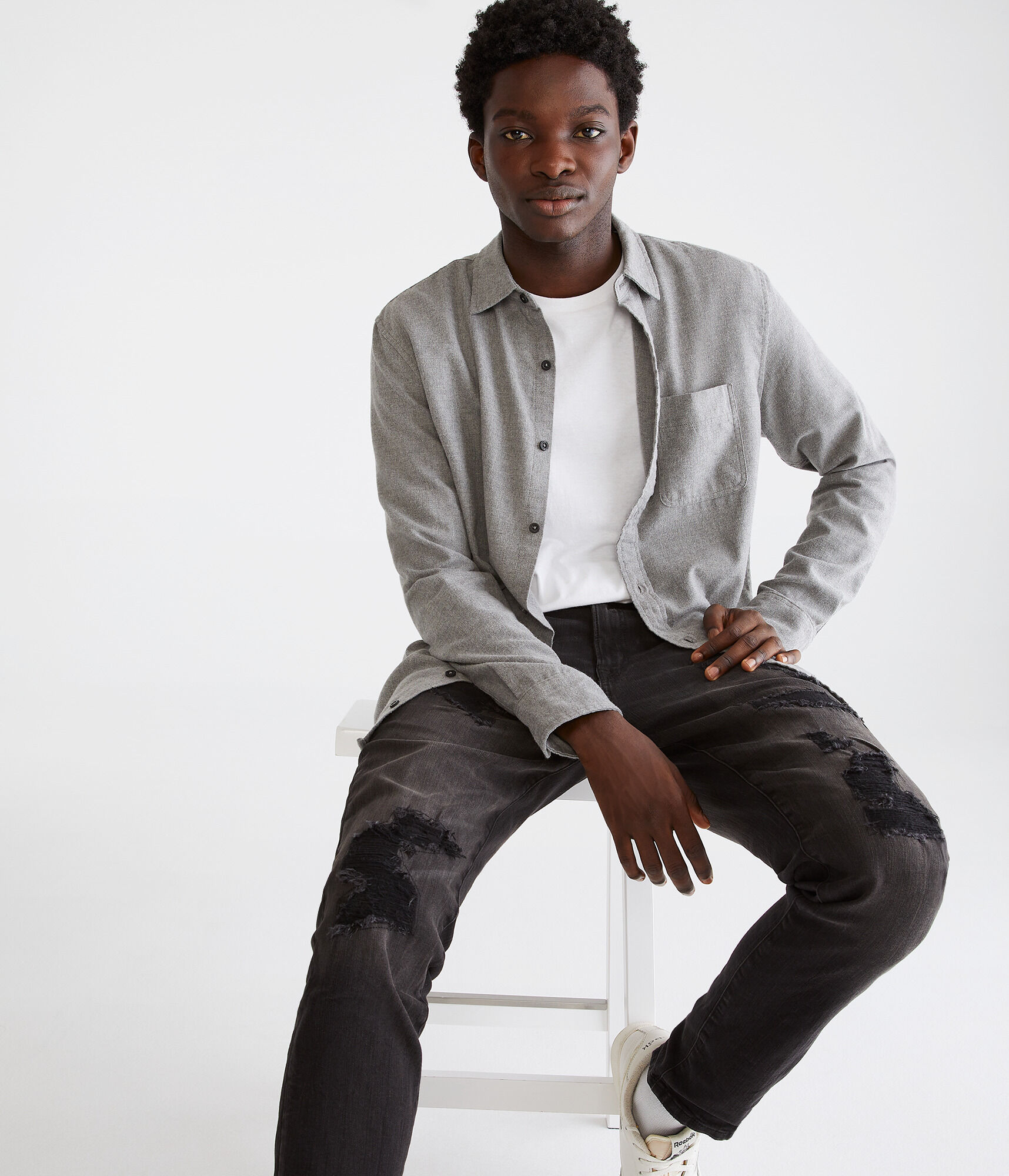 Long Sleeve Solid Flannel Shirt