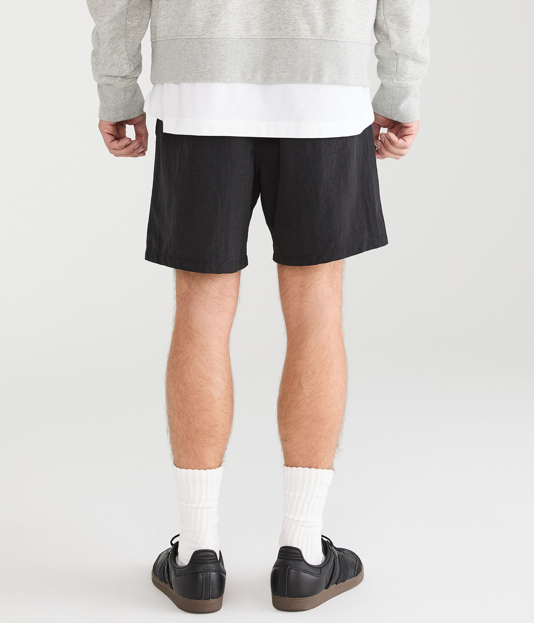 Embroidered Rose Nylon Shorts 6"