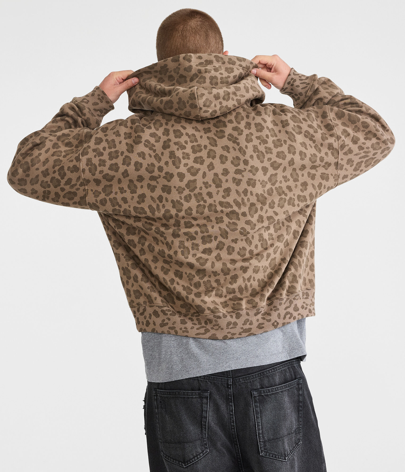 Cloud Soft Leopard Print Boxy Pullover Hoodie