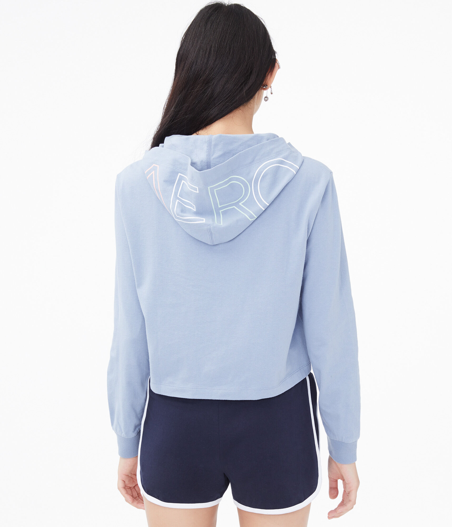 Repeating NYC Cropped Hooded Tee