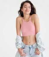 Seriously Soft Acid Wash High-Neck Cropped Cami
