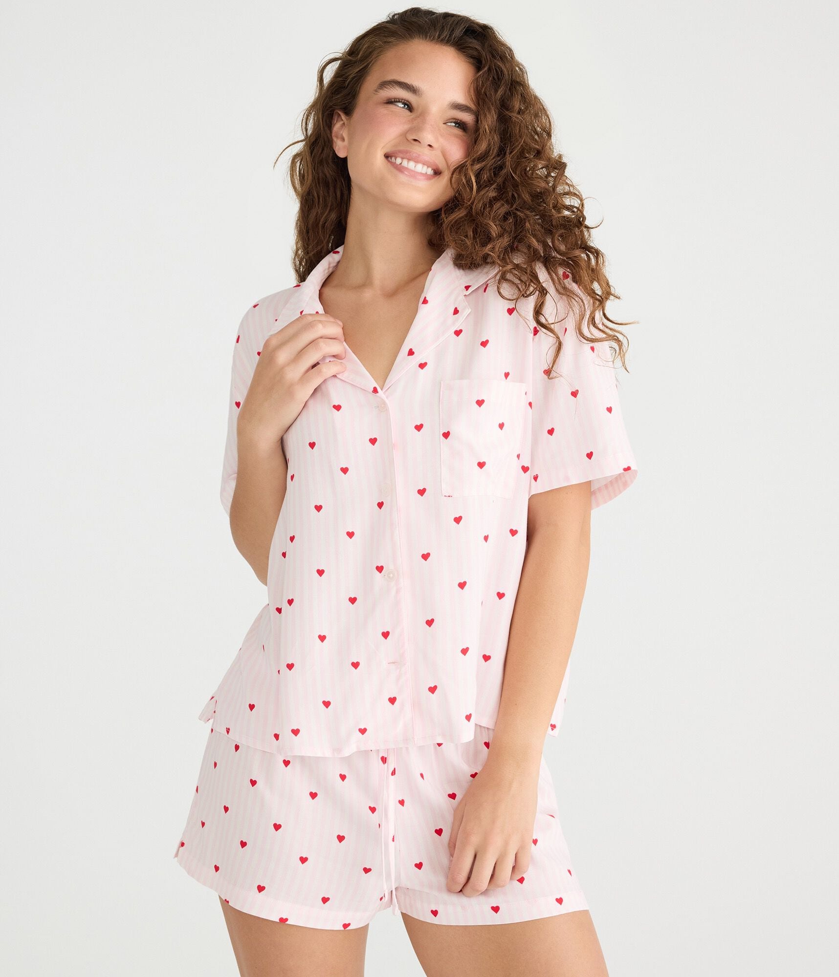 Short Sleeve Heart Stripe Sleep Shirt