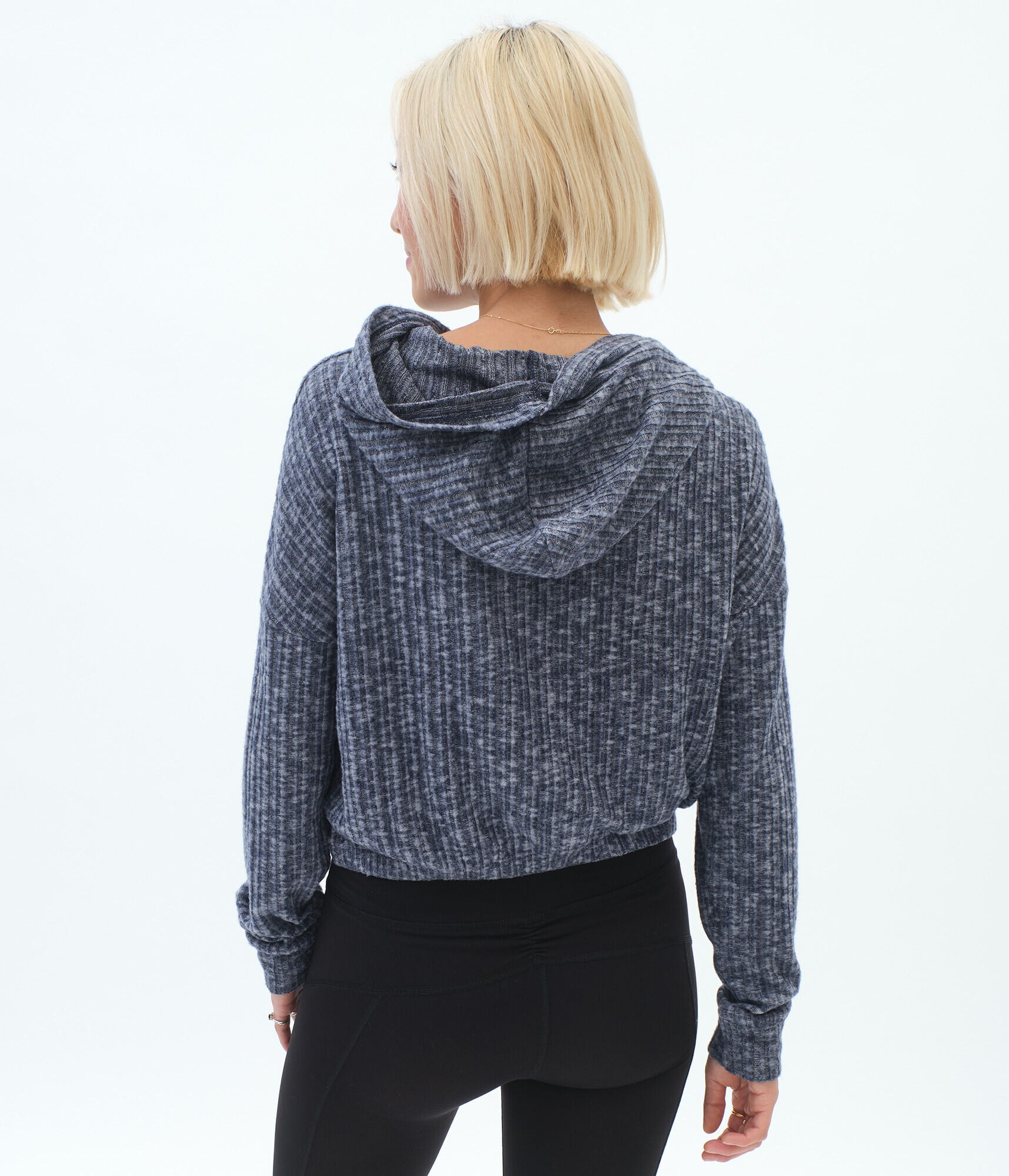 Fuzzy Ribbed Dolman Pullover Hoodie