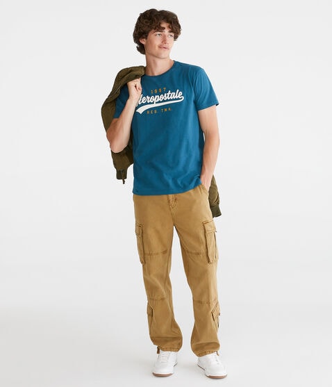 Aeropostale Script Appliqué Graphic Tee Aeropostale Script Appliqué Graphic Tee