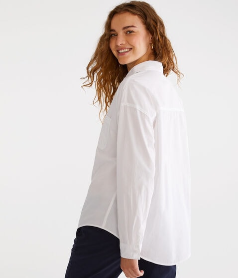 Long Sleeve Relaxed Poplin Shirt