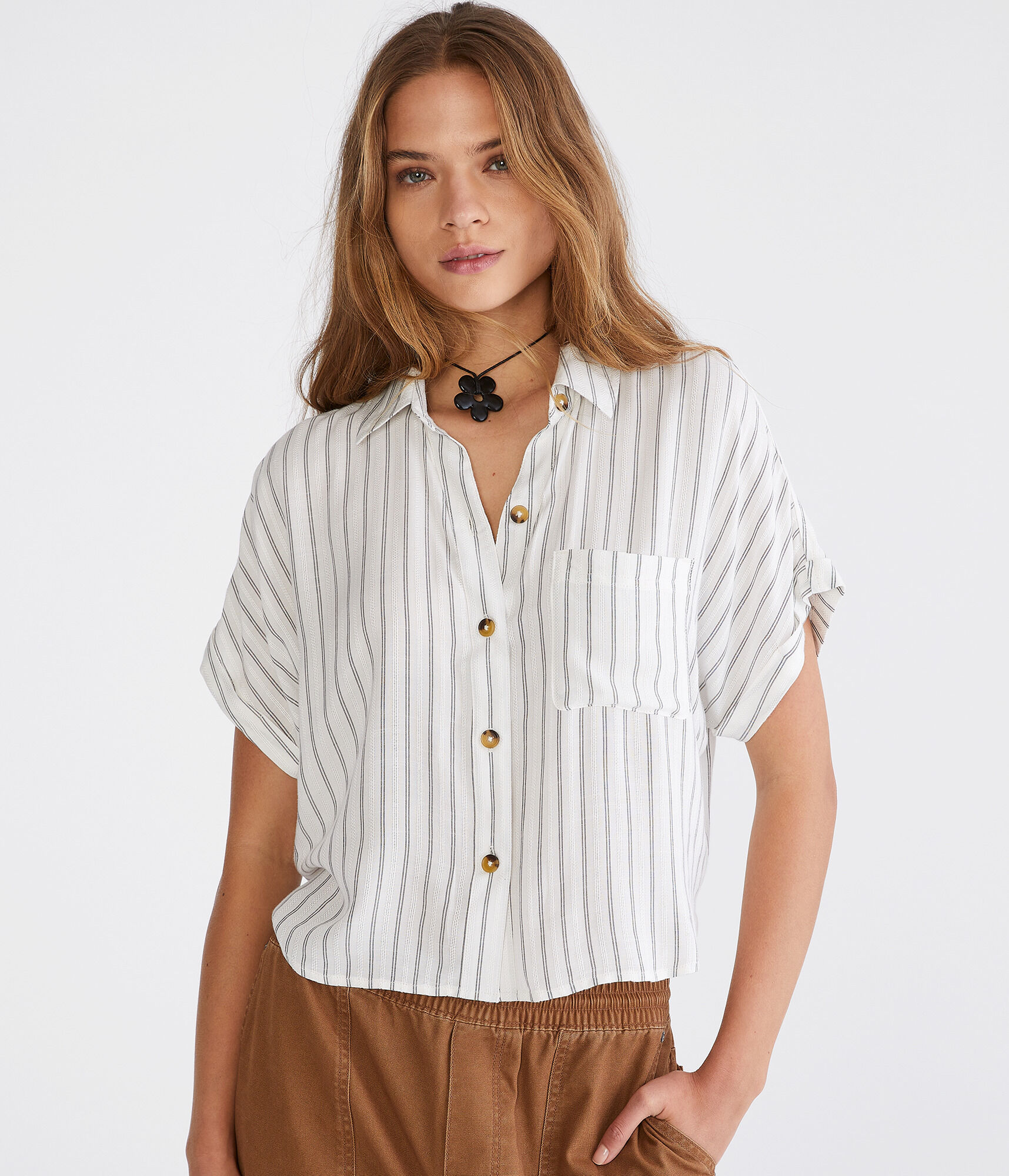 Vertical Stripe Camp Shirt