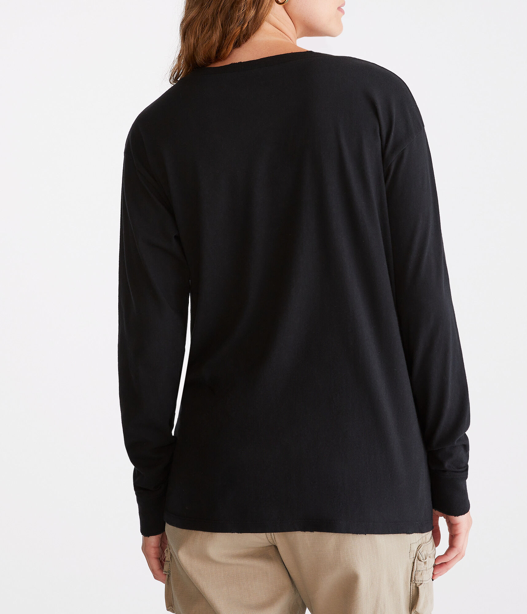 Long Sleeve Loose Fit V-Neck Pocket Tee