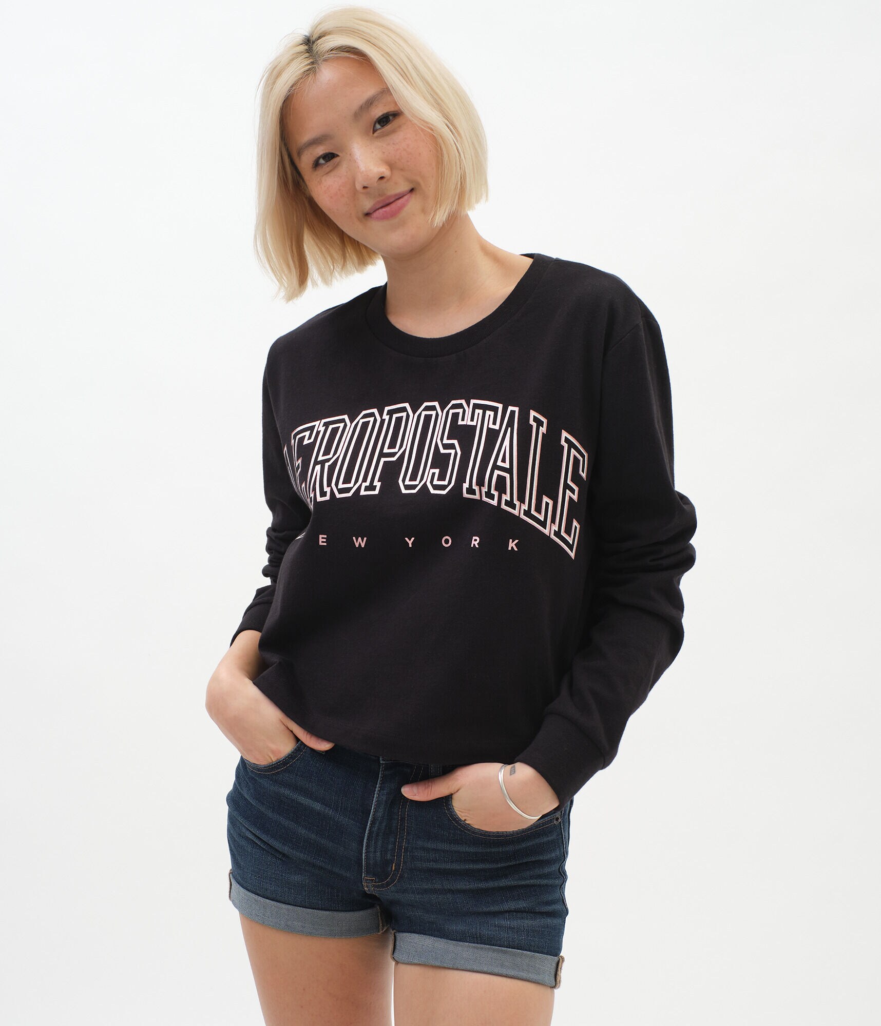 Long Sleeve Aeropostale New York Foil Graphic Tee***