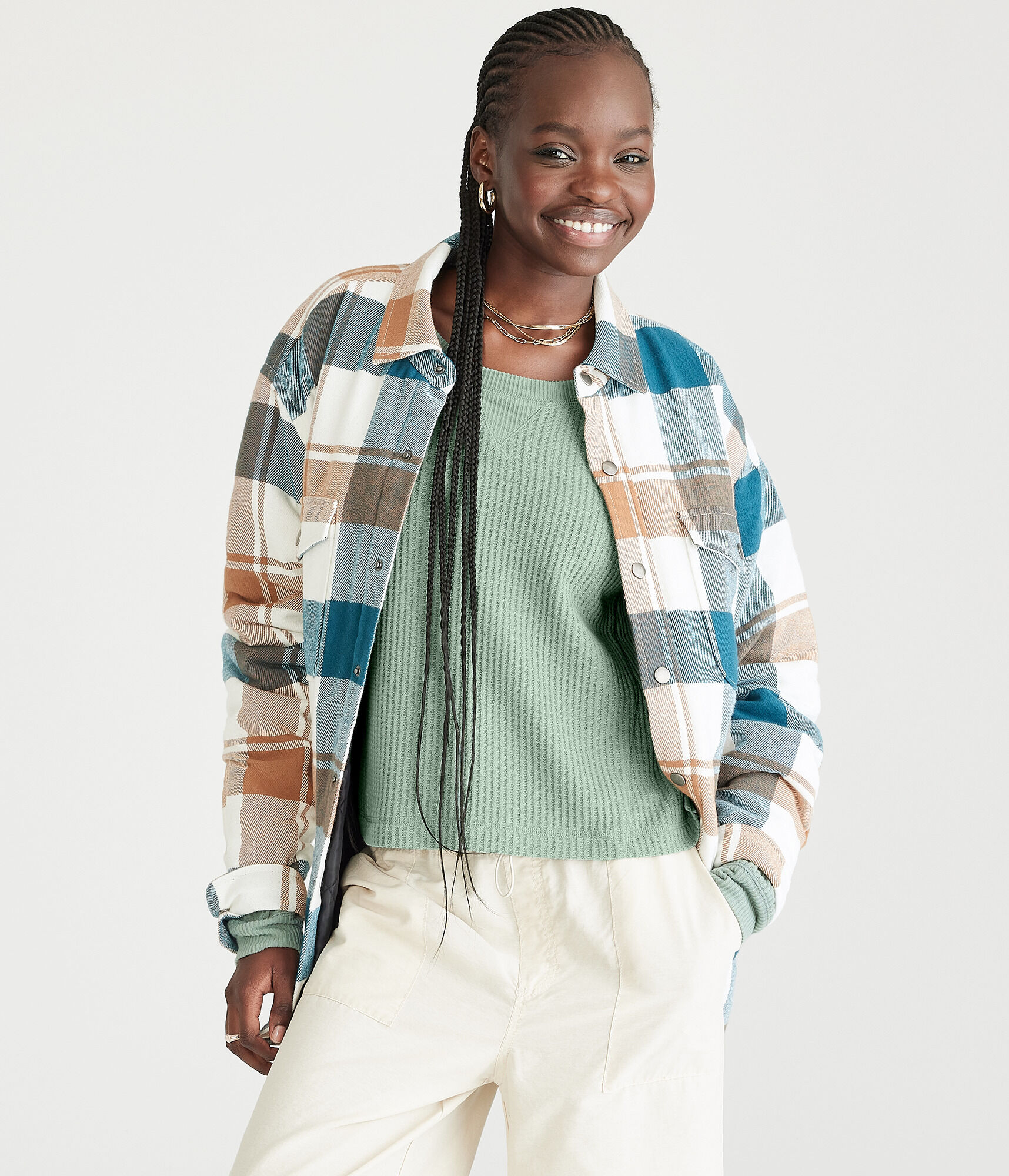 Long Sleeve Wear 2 Ways Cozy Waffle Tee