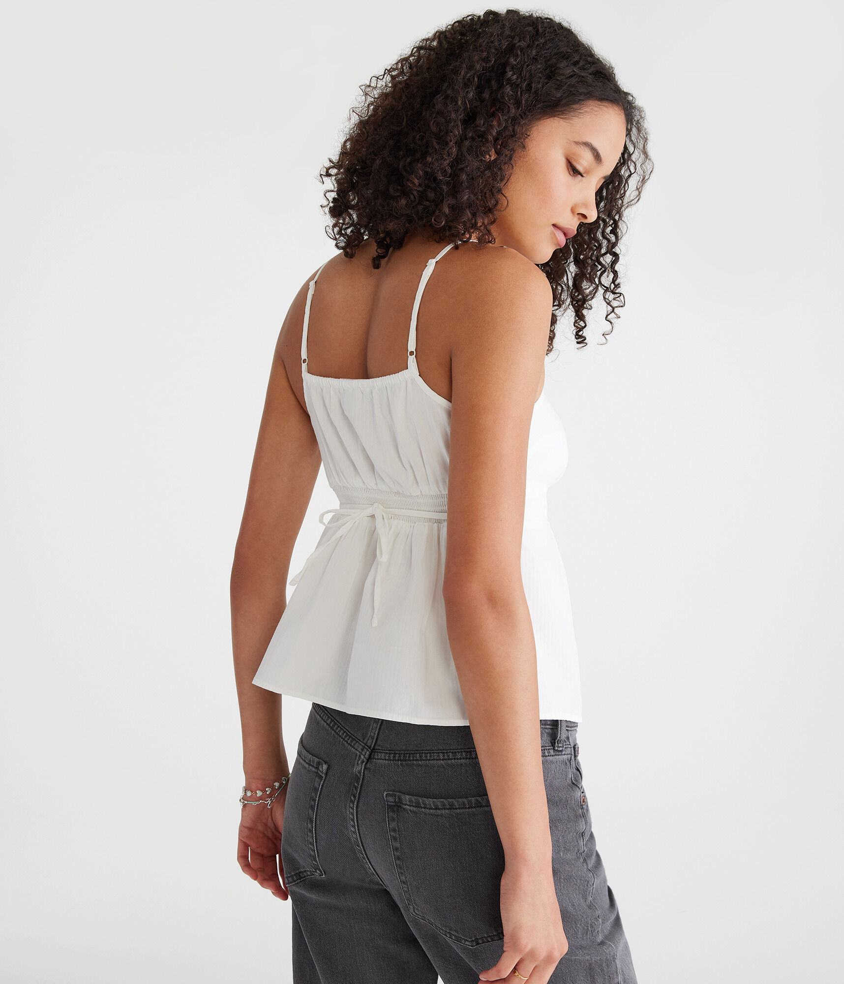 Tonal Stripe Scoop-Neck Babydoll Cami
