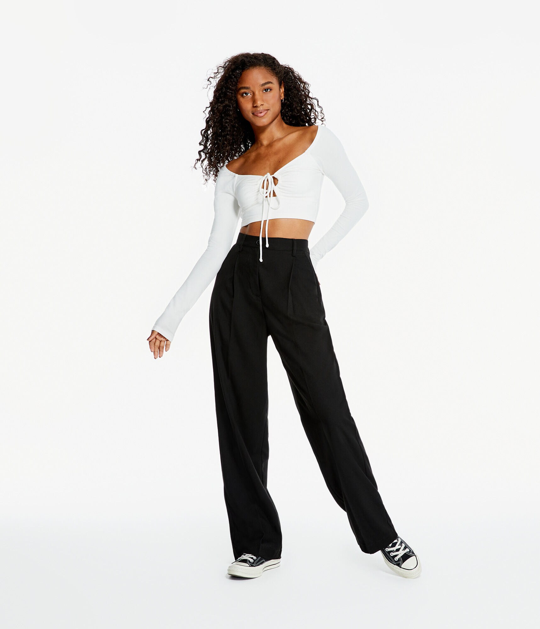 Long Sleeve Seriously Soft Convertible Tie Crop Top