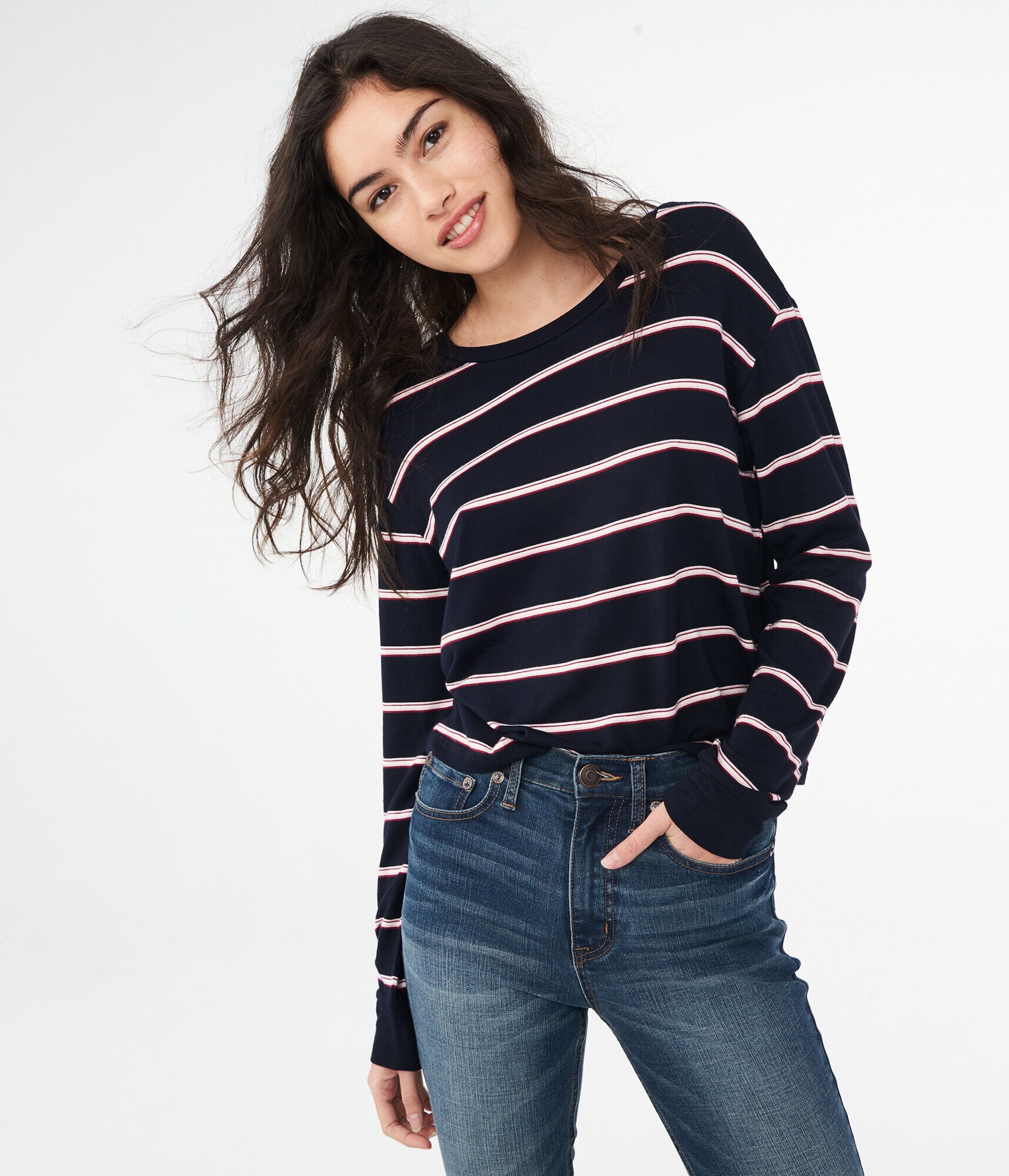 Long Sleeve Striped Tomboy Tee