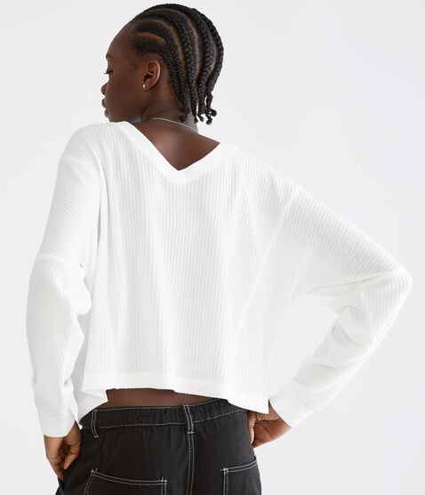 Long Sleeve Wear 2 Ways Cozy Waffle Tee Long Sleeve Wear 2 Ways Cozy Waffle Tee